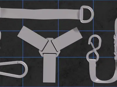 Buckle and straps Low-poly 3D model