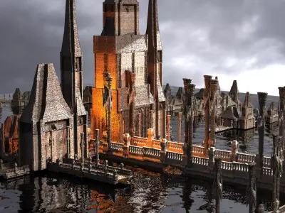 Fishing Town Port Kult Kit bash 2 3D model