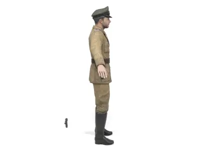 German Officer 3 - Afrika Korps Low-poly 3D model