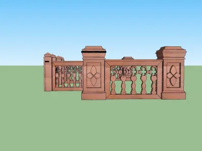 indian jodhpuri stone railing with balester 3d modal Low-poly 3D model