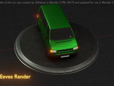 City Car 44 Commercial Minibus Type-C Green Low-poly 3D model