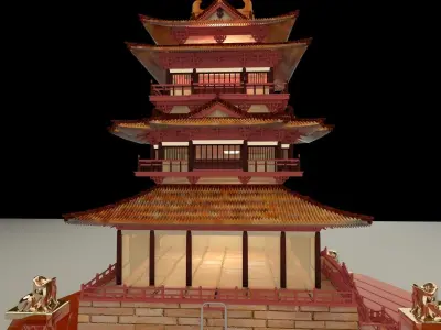 Chinese ancient tower 3D model