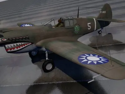 Curtiss P-40B Warhawk 3D model
