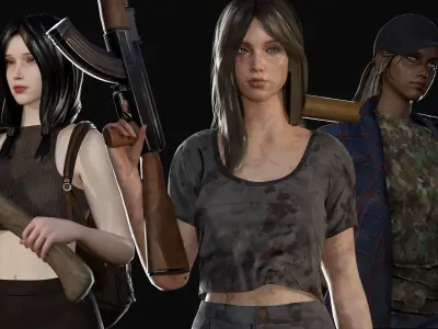 Survival Girl - Game Ready Low-poly 3D model