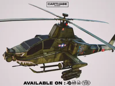 Stylized Apache Style Military Helicopter  Low-poly 3D model