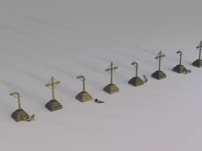Hand Sculpted cemetery gravestones part 10 Low-poly 3D model