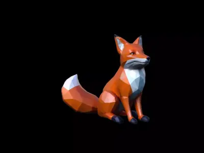 Red Fox Animal In The Natural Nice Chair 3d Render 3D model