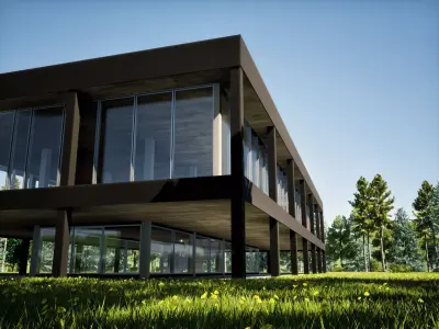 Modern office building Low-poly 3D model