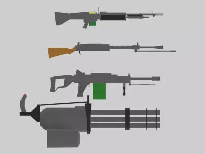 Low-poly pack machine guns Low-poly 3D model