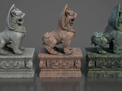 Ancient Khmer Statue16-250523 Low-poly 3D model