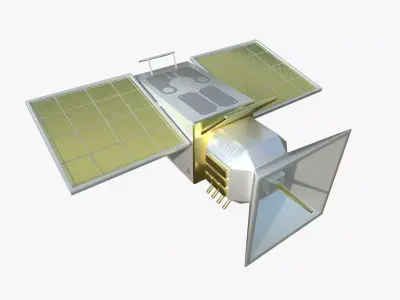 Satellite E02 Gold - SciFi Space Design Low-poly 3D model
