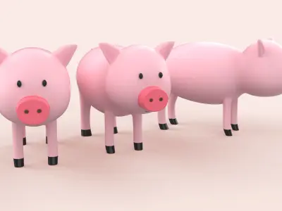 Cartoon Pig Animal Style Cute Low-poly 3D model