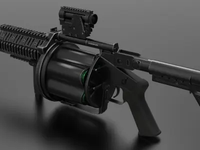 Multiple Shot Grenade Launcher Fps - Tps Low-poly 3D model