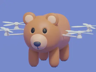 Cartoon Cute Bear Animal Drone 3D model