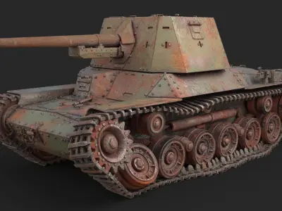 Type 3 Ho Ni III Destroyed  3D model