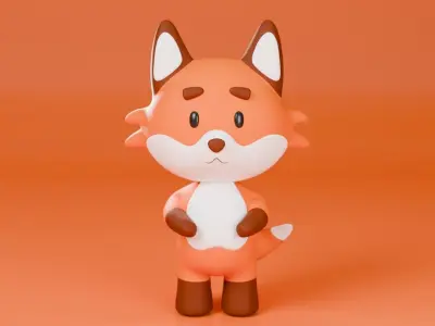 Cute Fox Character 3D Model  Low-poly 3D model