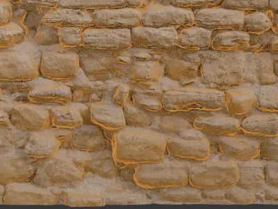 Weathered Stone Wall Scan Low-poly 3D model