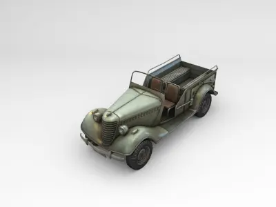 Low Poly Gaz 61 417 Gun Tractor Low-poly 3D model