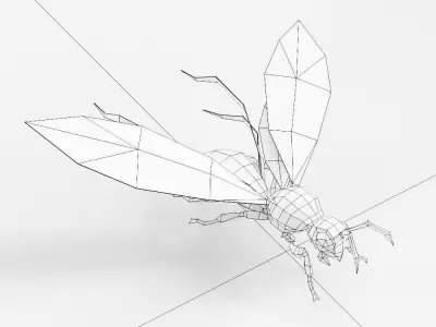 Yellow wasp 3d model  Low-poly 3D model