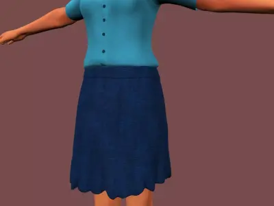 Female Student Rigged and skinned with Blend shapes 3D model