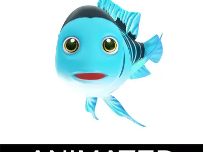 Humphead Cichlid Fish Cartoon Animated Low-poly 3D model