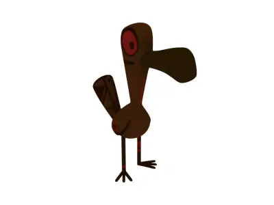 Wooden bird 3D model