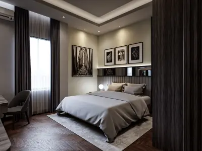 FREE Bedroom Interior Contemporer  Free low-poly 3D model