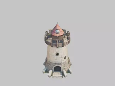 Lowpoly STylized medieval fantasy tower Low-poly 3D model