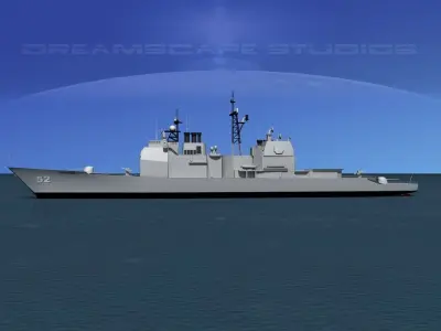 Ticonderoga Class Cruiser CG52 USS Bunker Hill 3D model