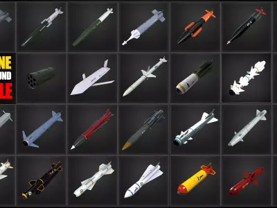 Air to ground missile and bomb lowpoly package Low-poly 3D model