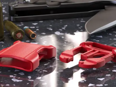 YKK Contoured Side Release Plastic Buckle Red 3D model