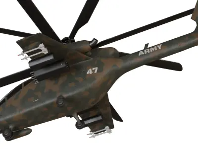 Attack helicopter forest camo dual rotor 3D model