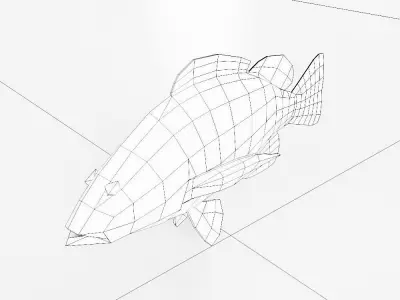 Common carp fish 3d model  Low-poly 3D model