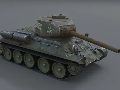 T-34-85 - damaged version 3D model