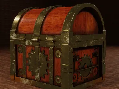 Low Poly Chest of treasures Free low-poly 3D model