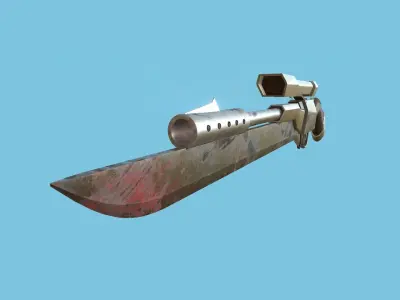 Sniper Gunblade 02 Dirt Blood - Character SciFi Design Low-poly 3D model