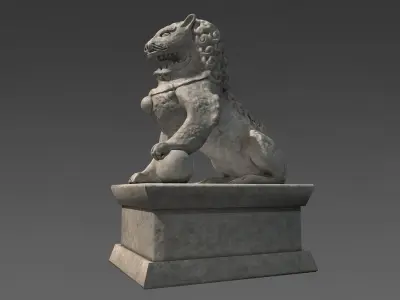 Chinese stone lion Low-poly 3D model