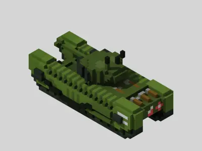 Churchill MK VII Tank Voxel Low-poly 3D model