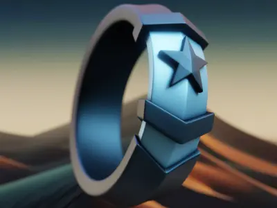 Legendary Star Ring - Futuristic Stylized 3D Print Model 13 3D print model
