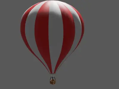 Red Striped Balloon - Balao Vermelho Listrado Low-poly 3D model