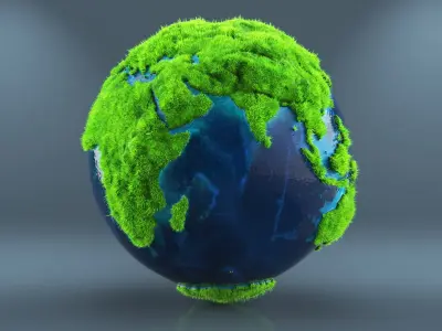 Eco Globe Planet Model Fur 3D model
