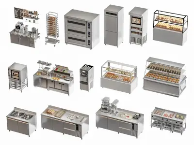 Bakery Display Bread Baking Oven 3D model