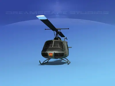 Bell UH-1B Iroquois US Army MACV 3D model