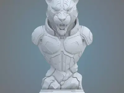 Cybernetic Tiger Bust PM-33 3D print model