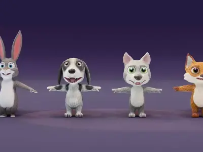 Animated Cartoon Animals 3D Models Pack 10 Free low-poly 3D model