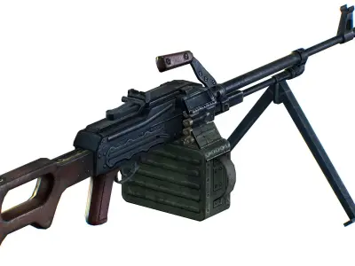 USSR PKP machine gun Pecheneg 54mm Low-poly 3D model