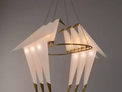 Luxurious Origami Bird Chandelier - High Quality Free 3D model