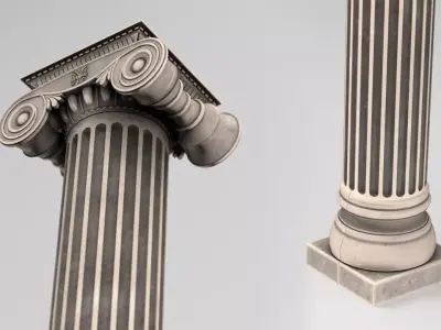 Greek Ionic Full Column 3D model