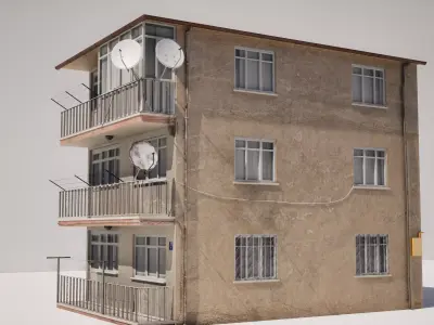 Turkish Building Apartment Blocks Low-poly 3D model