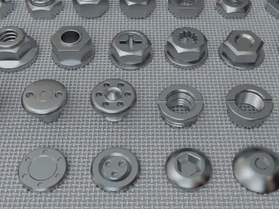 Bolts Collection - 108 pieces 3D model